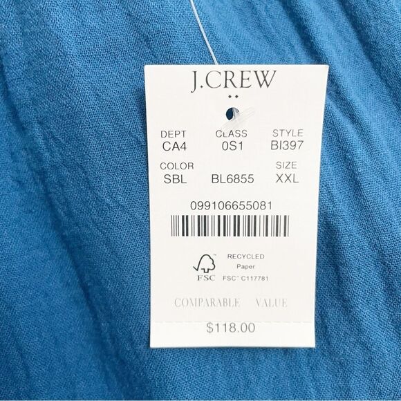 NWT J. Crew Ruffle Strap Gauze Tiered Maxi Dress Teal Blue Size XXL NEW Relaxed - Picture 10 of 15